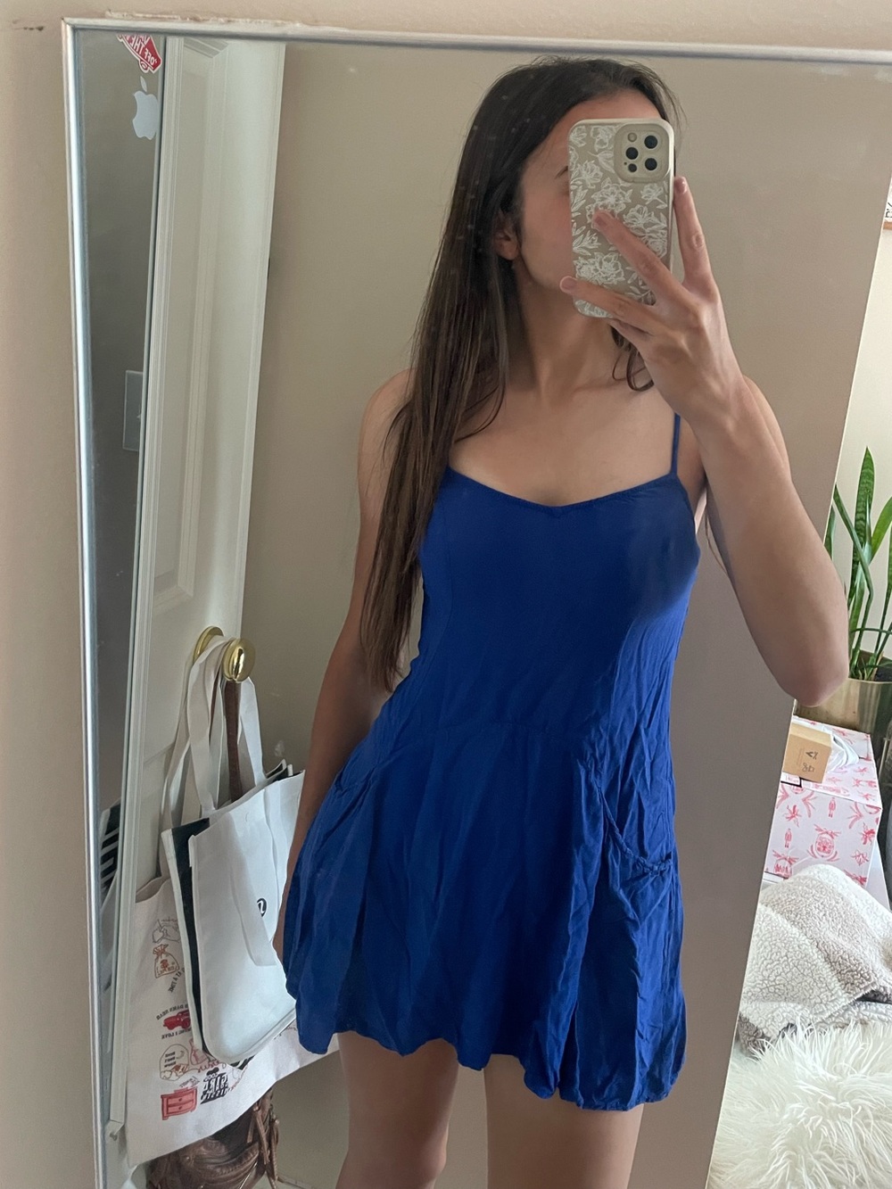American Eagle blue dress with pockets women’s XXS mini summer dress strappy